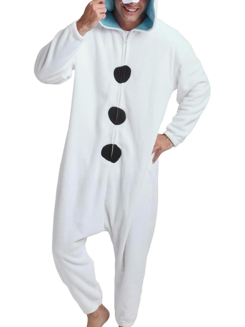 Disney Men’s frozen olaf  Footie with Black Button Accents